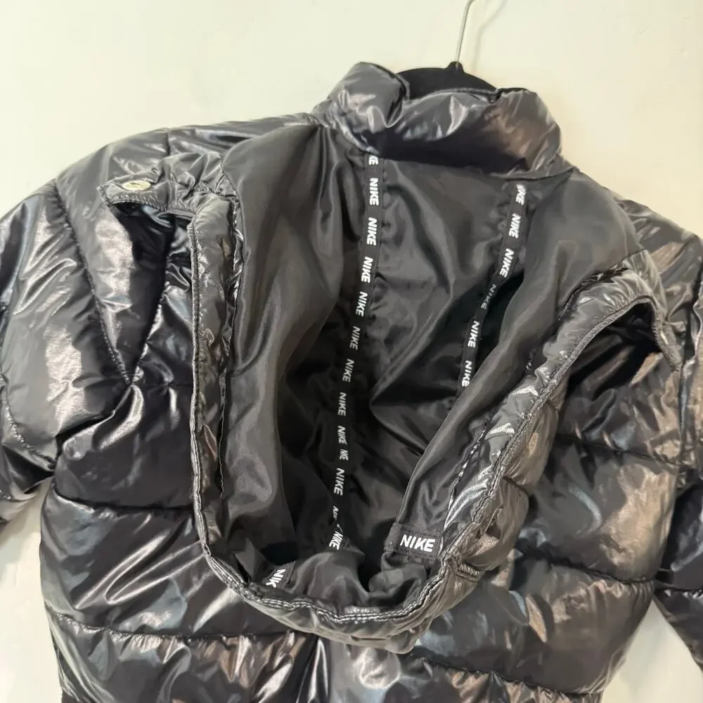 Nike Girls Youth Puffer‎ Jacket Black Shine 5-6 Years